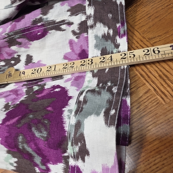Lucy & Laurel White Purple Floral Linen Lightweight Jacket Plus Size 3X - Picture 4 of 6